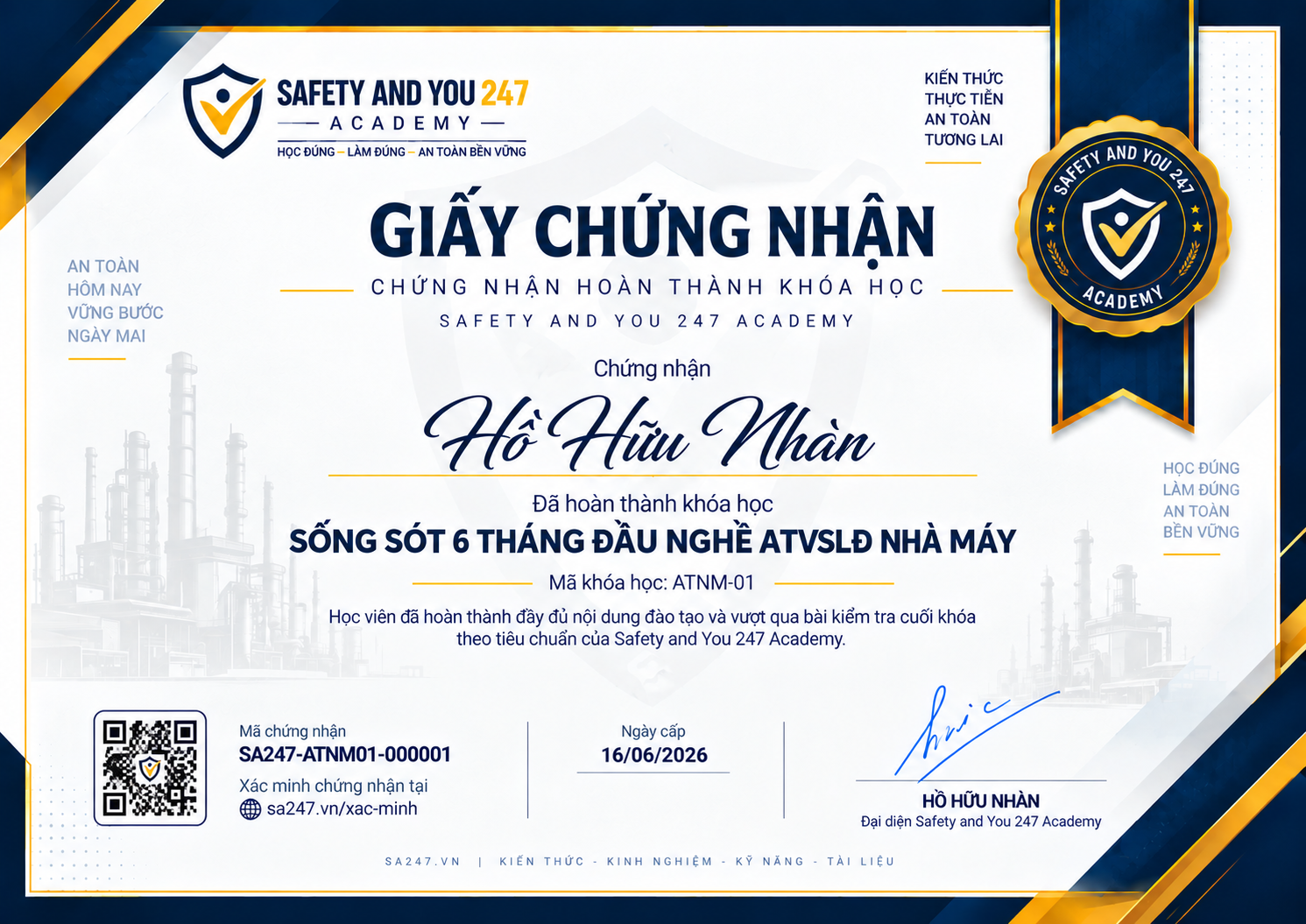Form mẫu giấy chứng nhận ATNM-01